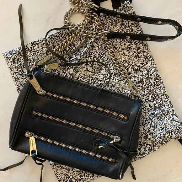 Rebecca Minkoff black leather zipper crossbody bag - Picture 3 of 5